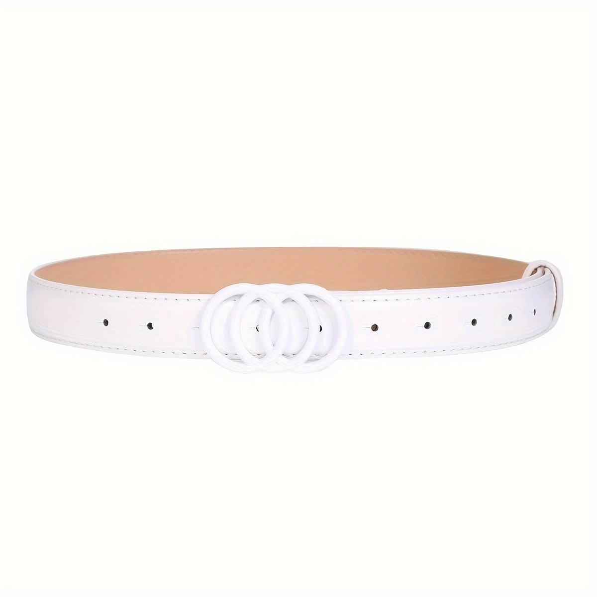 Stylish PU Leather Belt Set of 3 Black White Khaki Multi-Hole Casual Formal