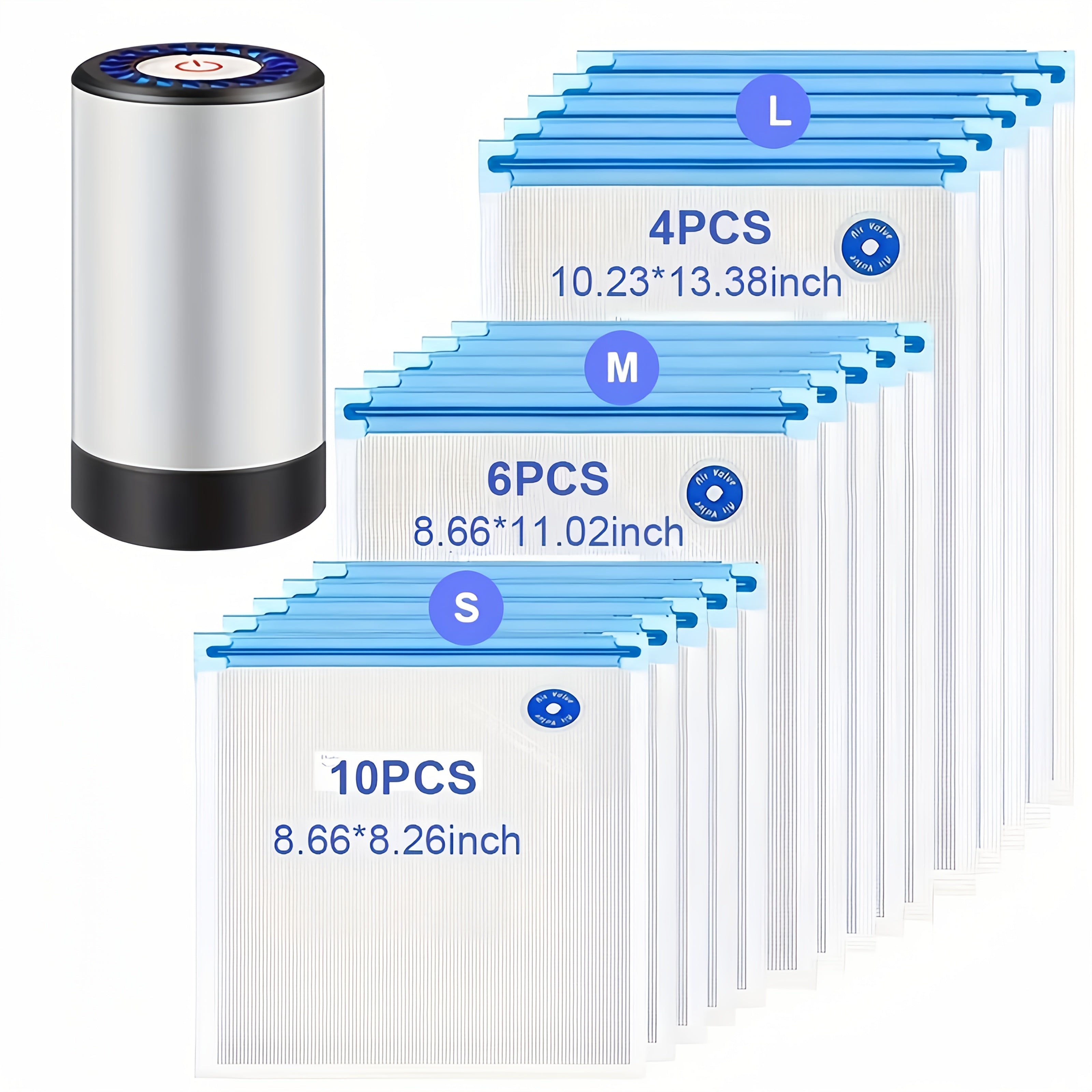 Electric Vacuum Sealer Set with Handheld Pump for Food Storage Kitchen Compact