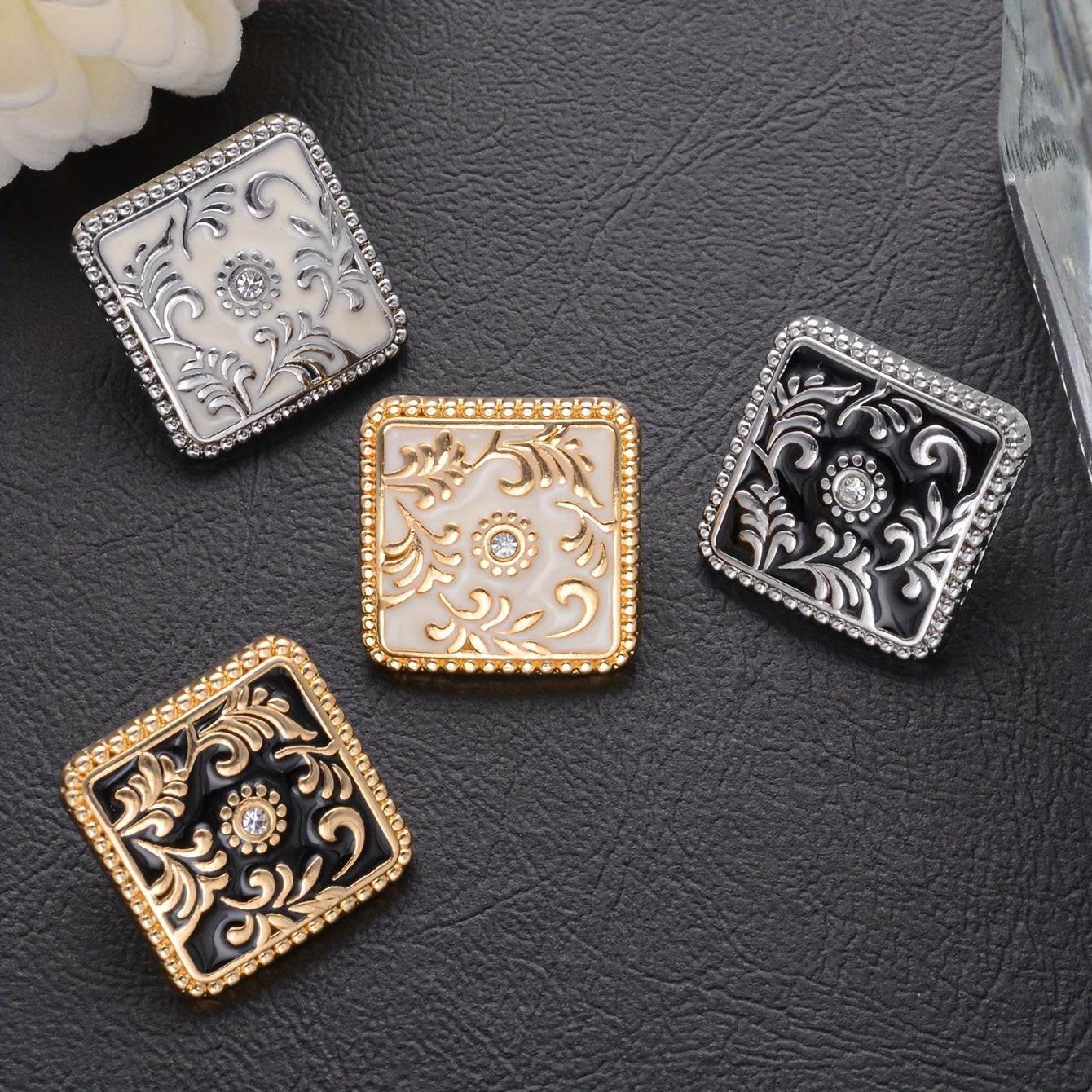 7-Donali Rhinestone kvadratli alloy tugmasi to'plami tikuvchilik hunari va moda aksessuarlari uchun