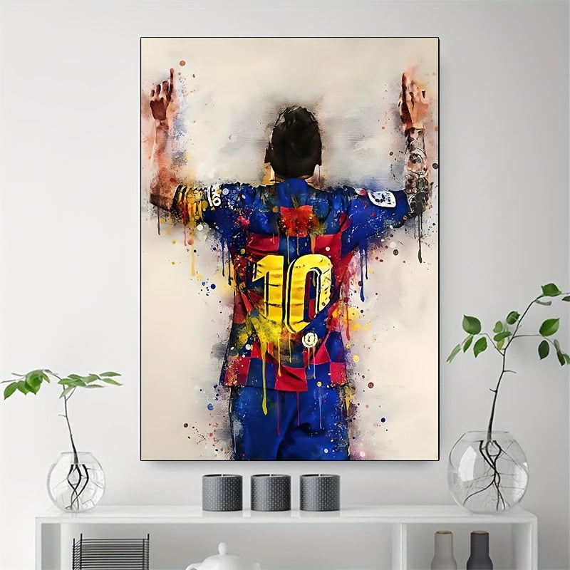 Vibrant Football Star Canvas Poster Modern Home Decor Sports Enthusiasts Portrait Artwork