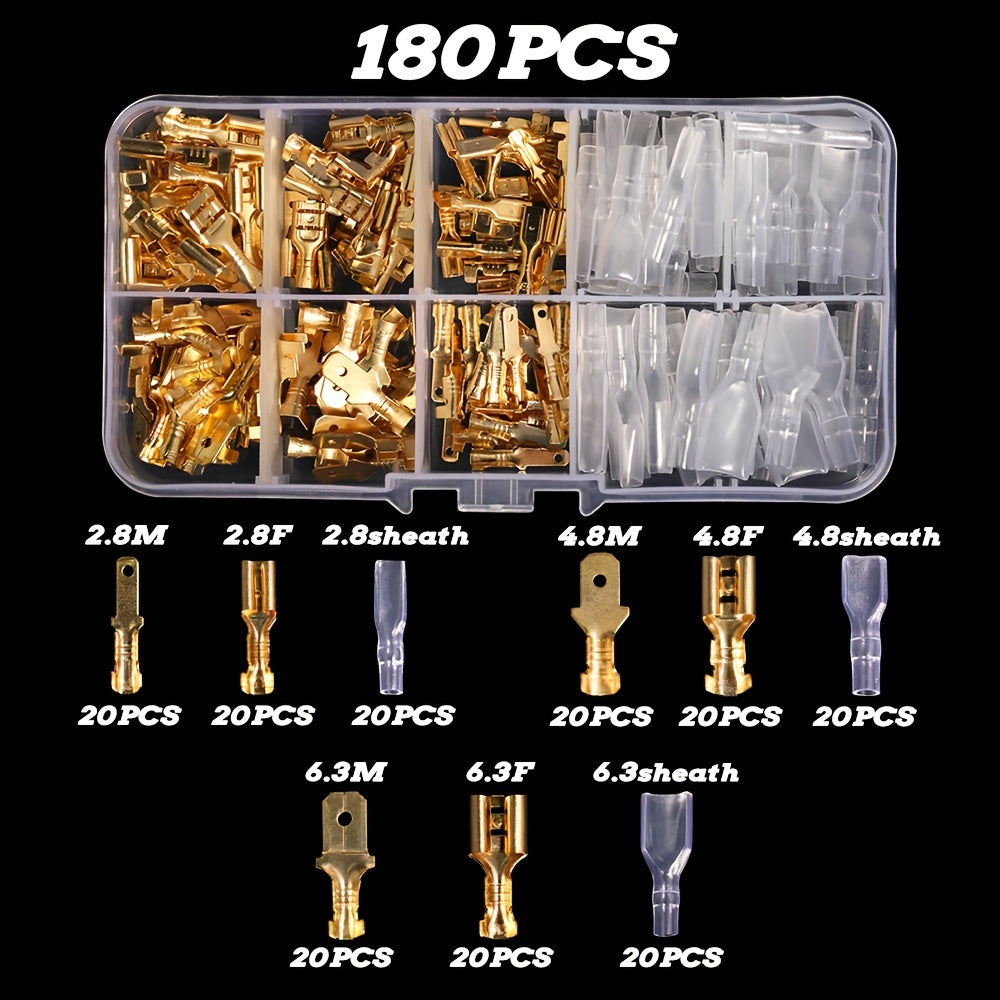 180-315 Pcs Crimp Spade Terminals with Insulating Sleeves for Wire Connectors