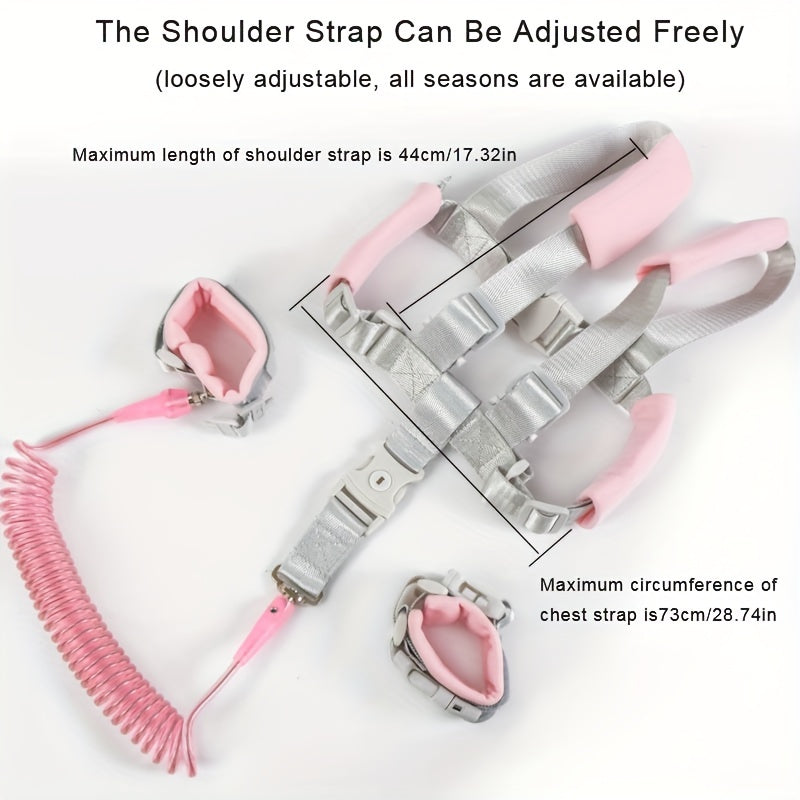 Pink Toddler Safety Leash 8.2 Feet Child Wrist Link Harness for Babies and Kids