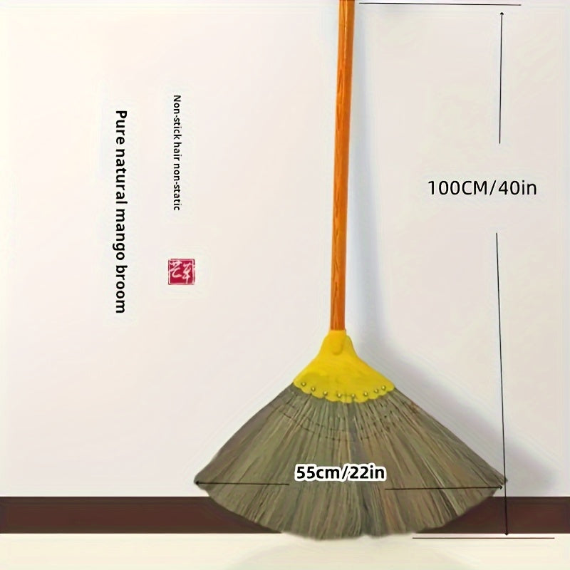 Hand-Woven Mango Broom Anti-Static for Hard Floors Living Room Kitchen Bedroom