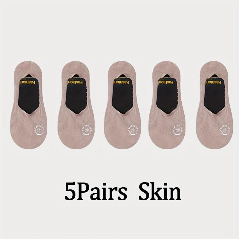 Men's Summer Breathable Mesh Boat Socks Pack of 5 Non-Slip Casual Sports Nylon Spandex