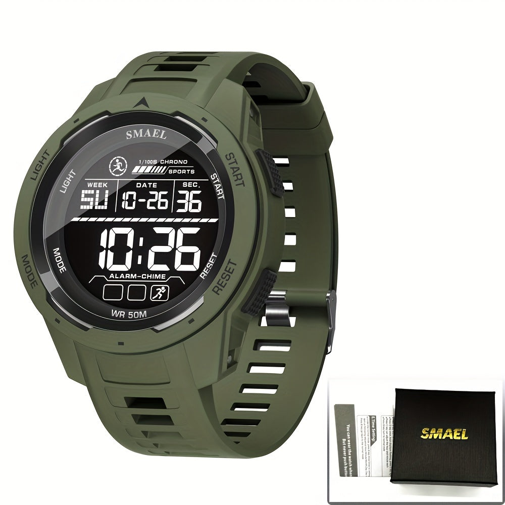 Men's Waterproof Smartwatch with LED Display Stopwatch Calendar Shock Resistant