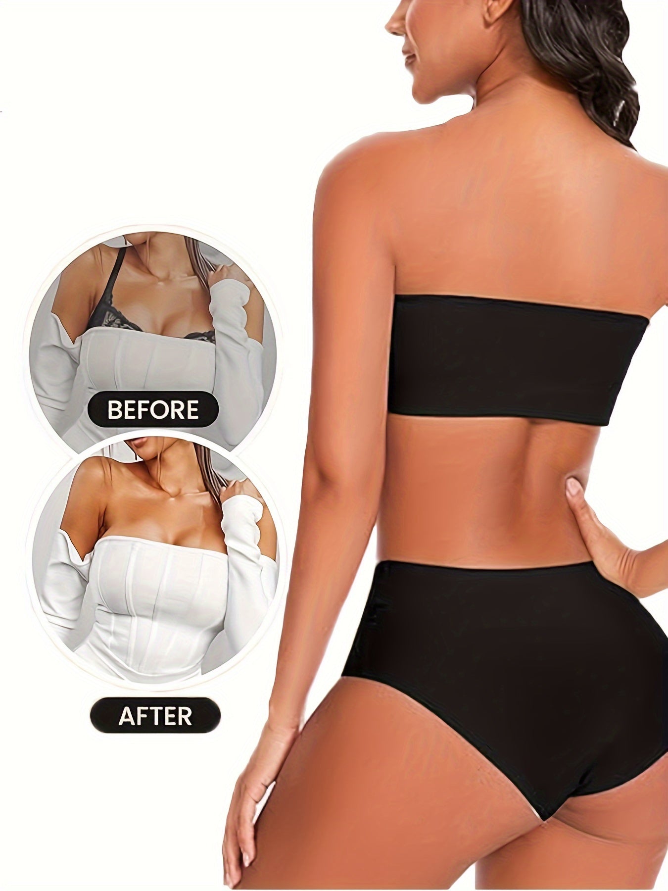 Seamless Strapless Bustier Bra for Women Beige No Underwire Front Closure