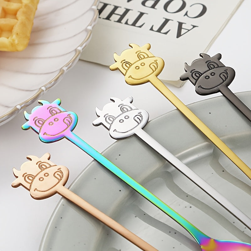 Set of 6 Stainless Steel Long-Handled Spoons for Coffee, Iced Tea, Ice Cream