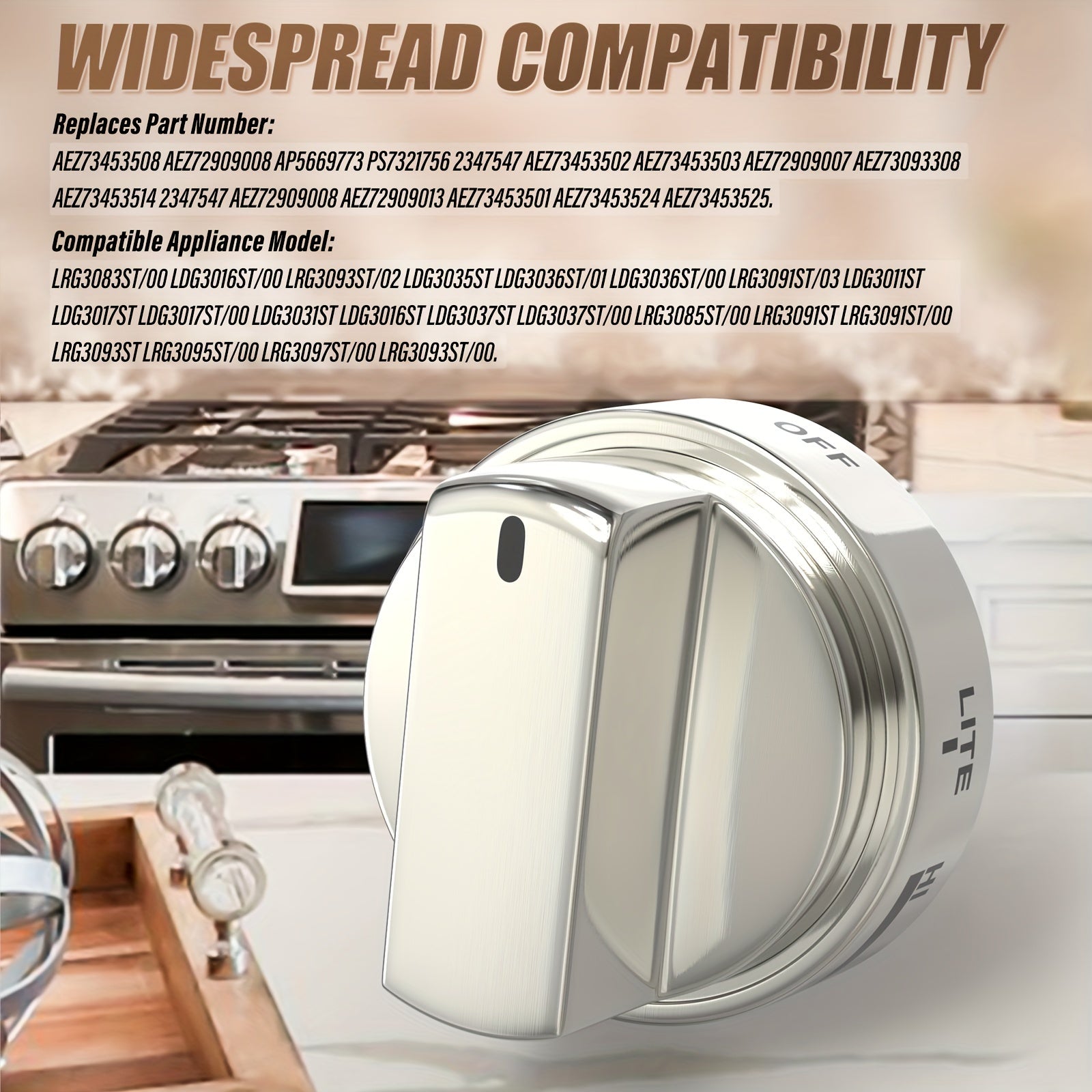 5-Pack Gas Range Metal Knob Replacement for Stove Oven Range Models Easy Installation