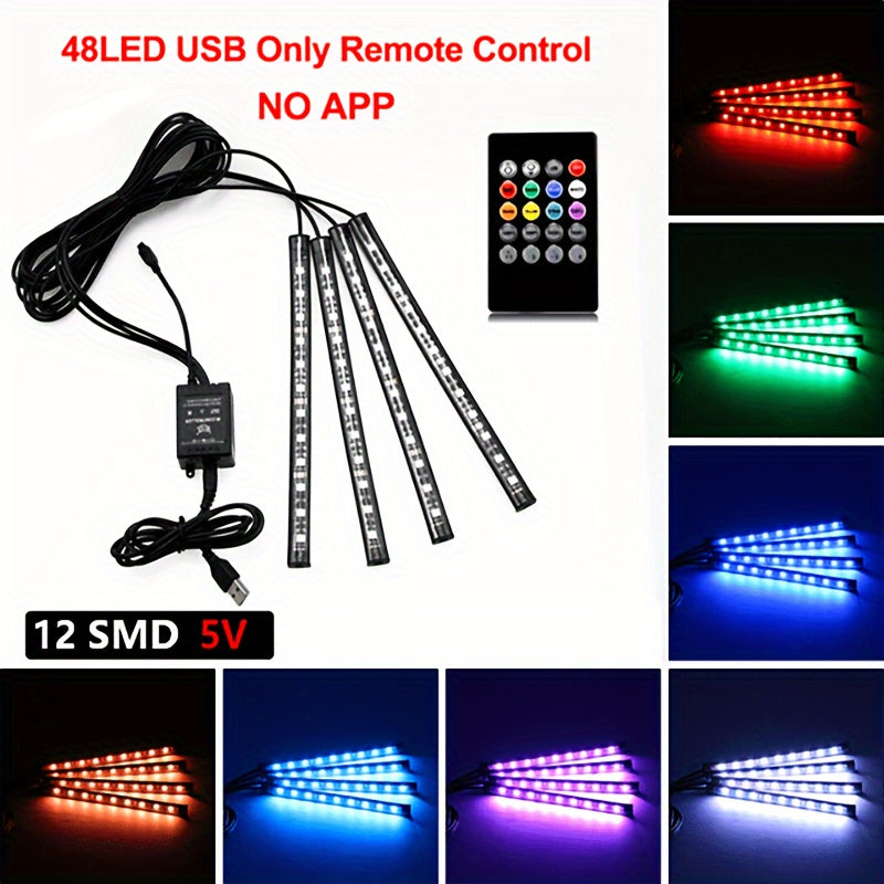 Kit de iluminación interior de LED RGB para coche con sincronización musical