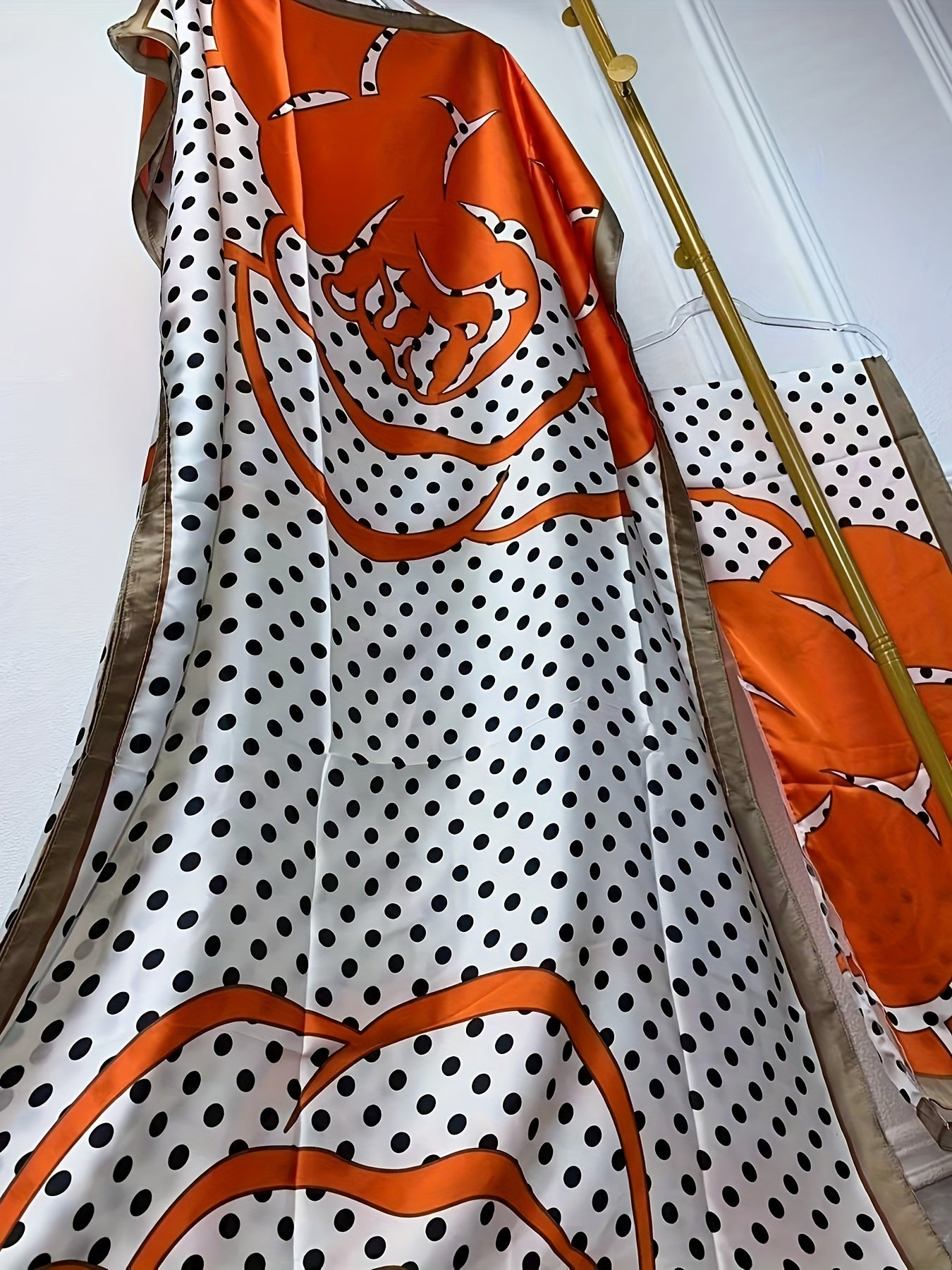 Women's Floral Print Abaya Polyester Loose Fit Maxi Dress for Spring Summer