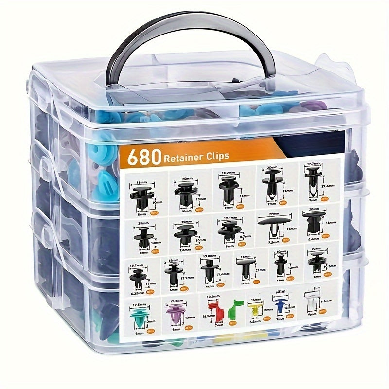 680pcs Car Retainer Clips Auto Fasteners Bumper Door Trim Plastic