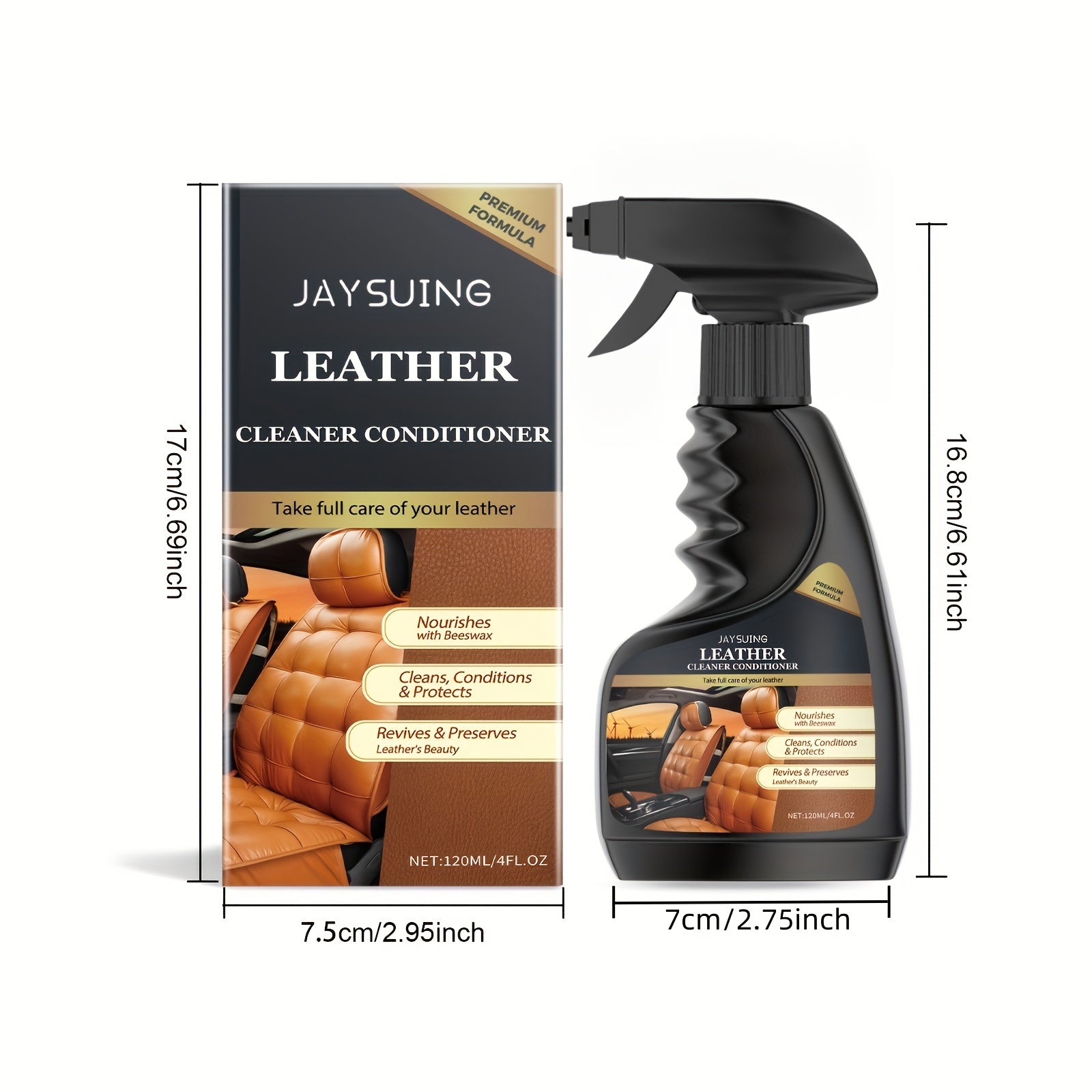 JAYSUING Terini tozalovchi va shartlovchi spreyi: Chuqur tozalovchi dog'larni olib tashlovchi, mebel, sumkalar, divanlar, avtomobil o'rindiqlari uchun porlaydigan vosita - Qoldiqsiz formula, natriy bikarbonati bilan - 1 litrdan kam suyuqlik hajmi