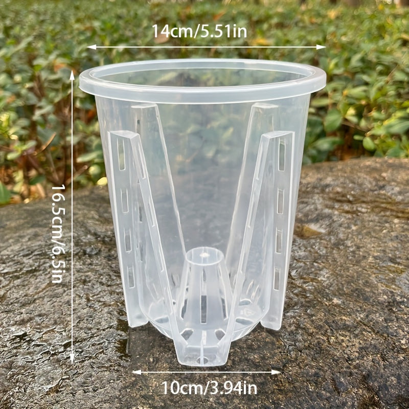 Set of 5 Round Plastic Orchid Pots with Drainage Holes for Indoor Outdoor Use