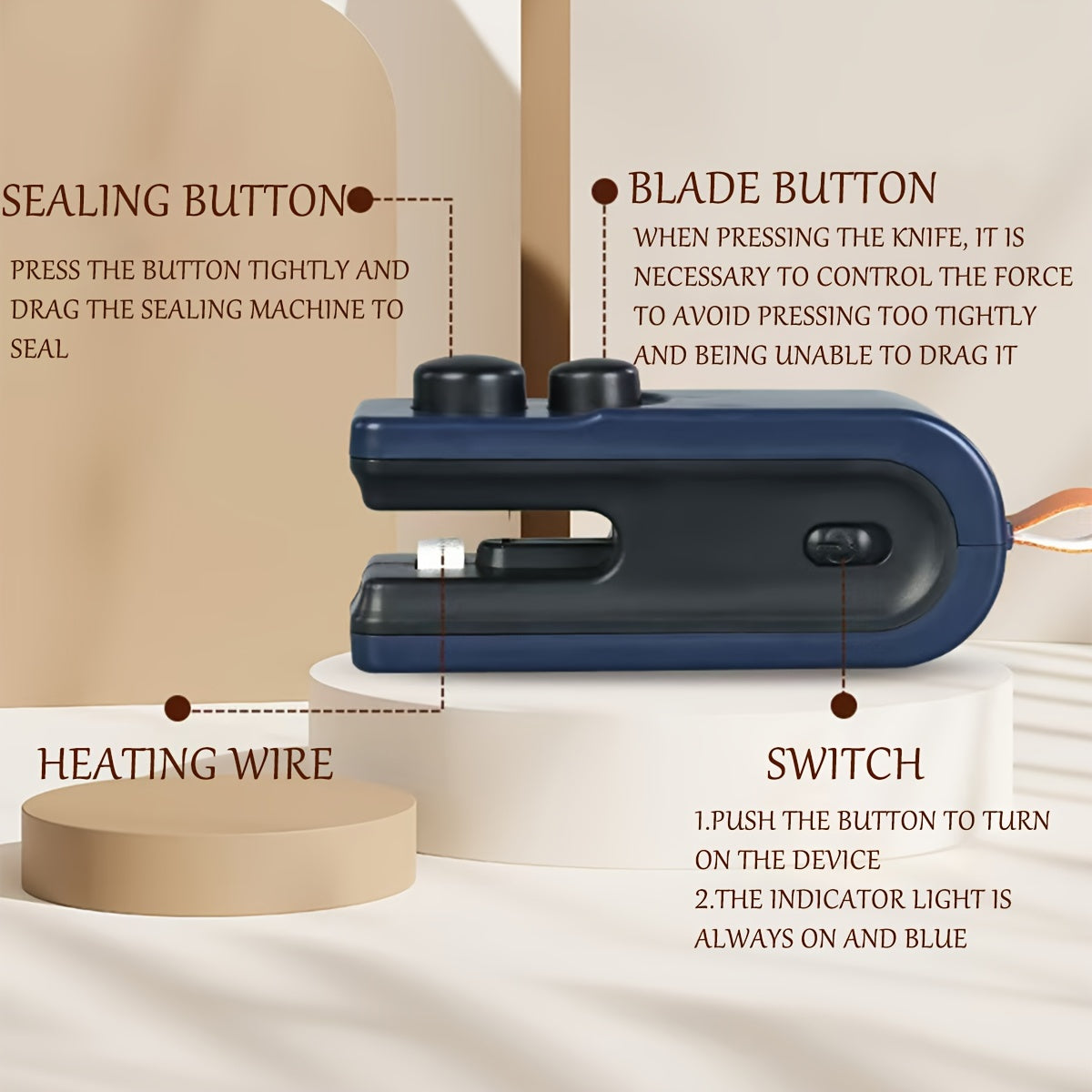 Qo‘l bosimli plastik paket yopgich bilan mini snack yopish mashinasi, qayta to‘ldiriladigan litiy batareya, USB zaryadlash, 36V maksimal kuchlanish, 300mAh quvvat, oshxona uchun ideal qurilma.