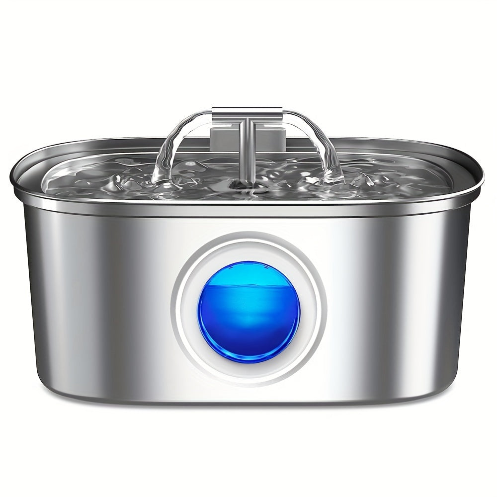 3.2L Stainless Steel Cat Water Fountain with Water Level Window and Quiet Pump