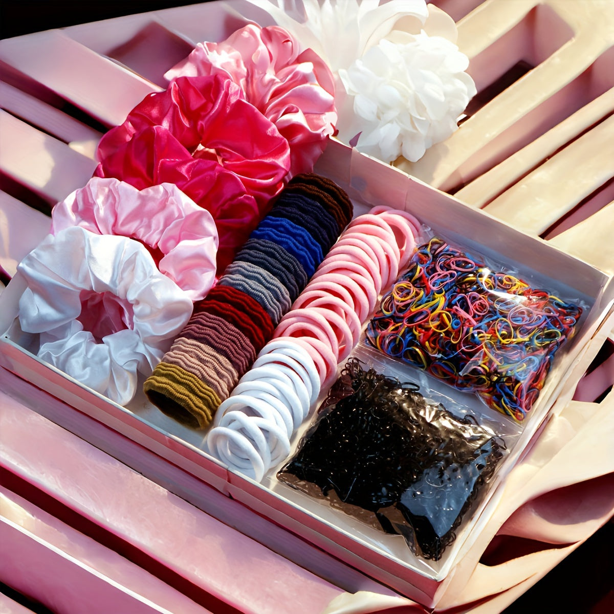 Women's Hair Accessory Set with Scrunchies, Braiding Tools and Headbands