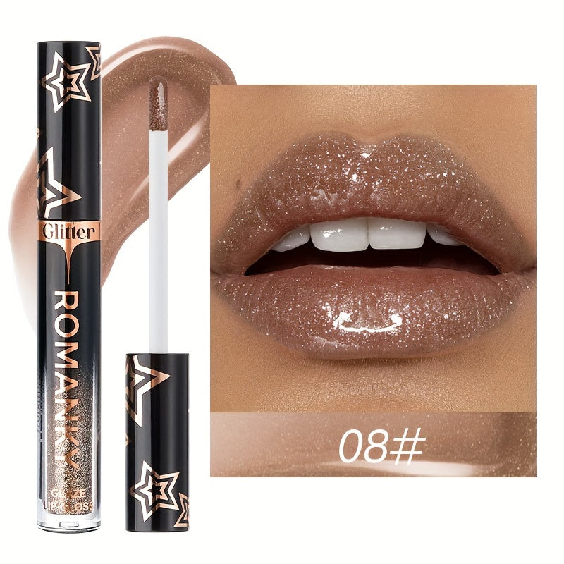 Women Pearlescent Liquid Lip Gloss Long-Lasting Shine Colors Orange Pink Red