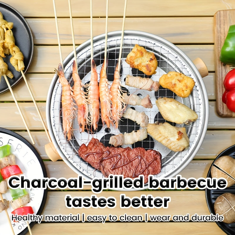 Stainless Steel Smokeless Charcoal BBQ Grill Portable Outdoor Cooking Stove