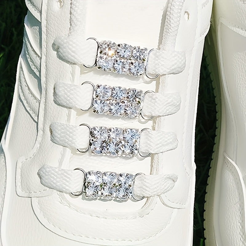 Women Silver Rhinestone Shoe Clips 4-Pack for Boots and Sneakers