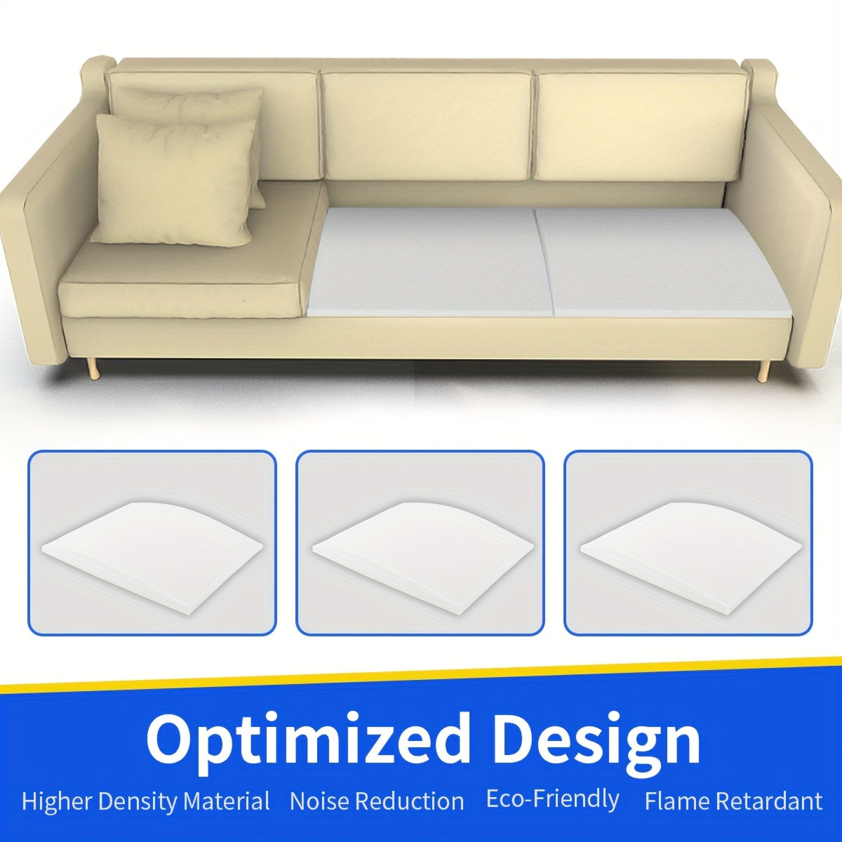 Foam Cushion 50.8cm x 50.8cm for Couch and Chair White High-Density Support