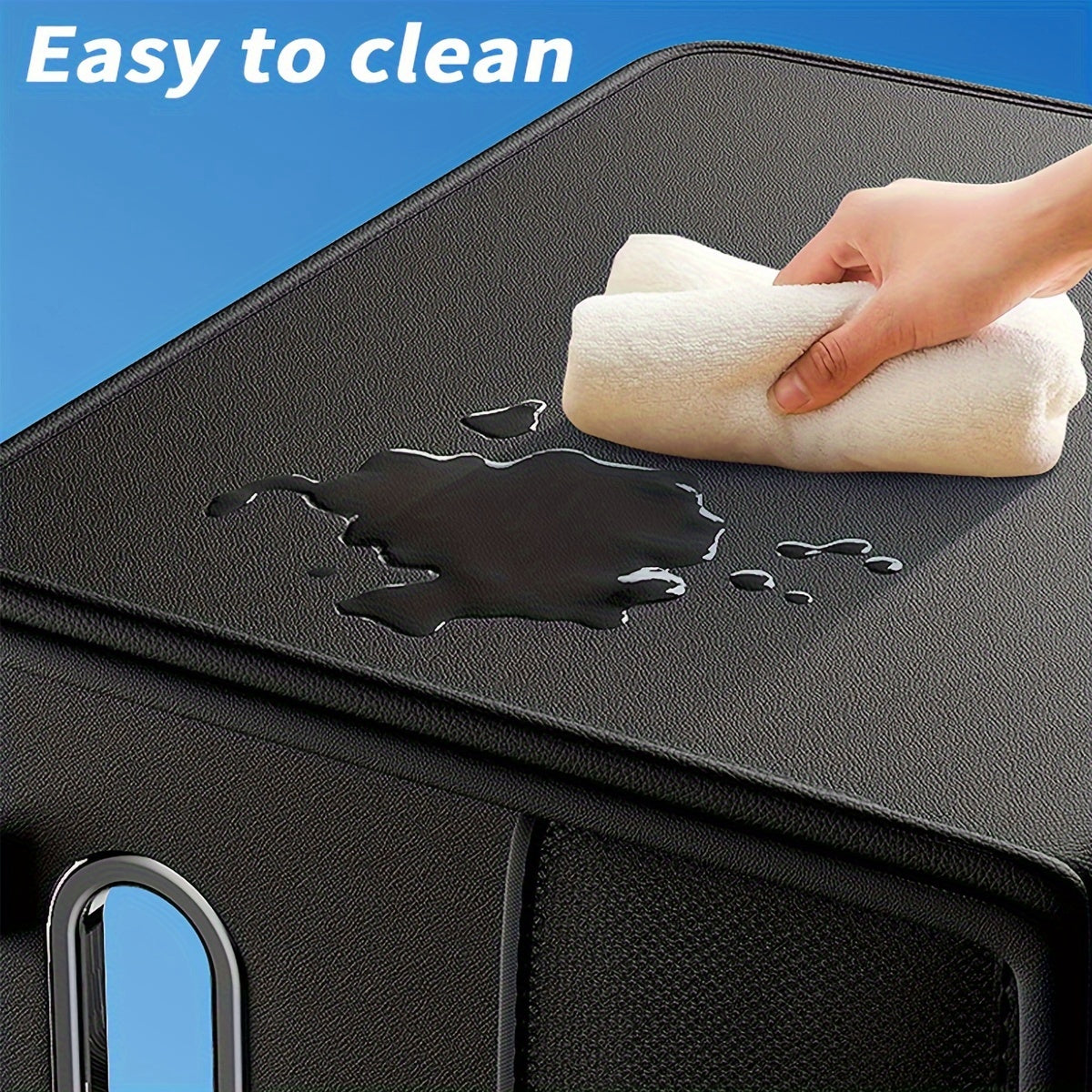 Black PU Leather Car Trunk Organizer Foldable Storage Box with Handles