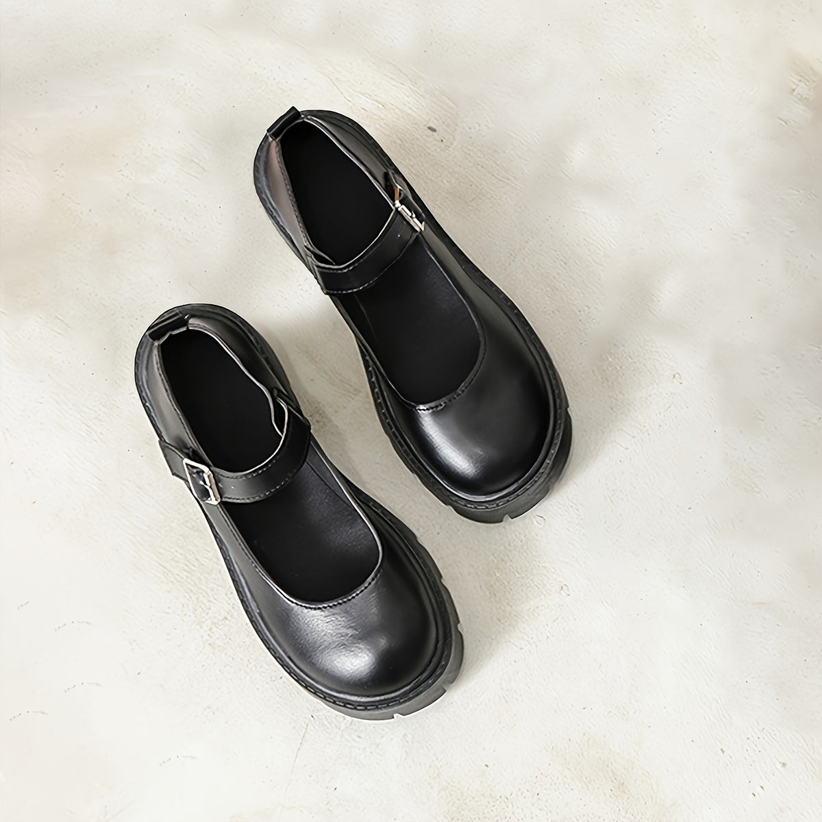 Women's Synthetic Cover Loafers Black Chunky Sole Casual Formal Shoes