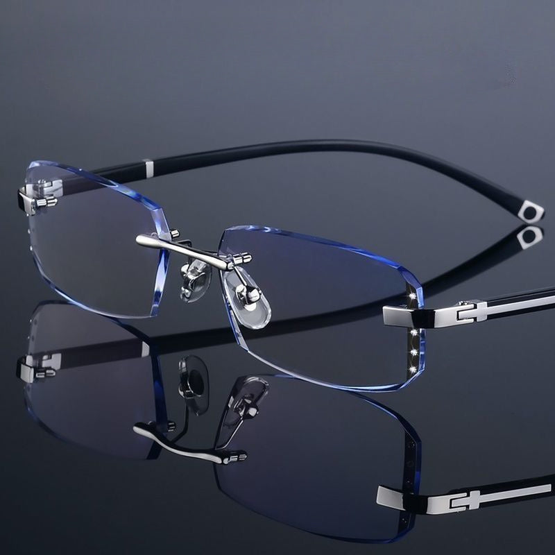 VIGO TR90 Fotochromik O'qish Ko'zoynaklari, Erkaklar va Ayollar uchun Ramkasiz Shaffof Linzalar, Rang O'zgartiruvchi Presbiopiya va Miyopeya Funktsiyasi.