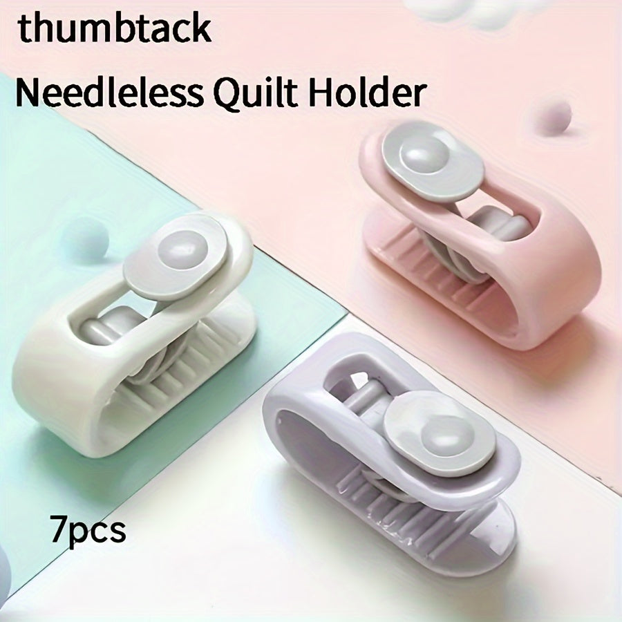 Set of 7 Quilt Holders Clamps for Bedding Invisible Secure Hand Wash Various Colors