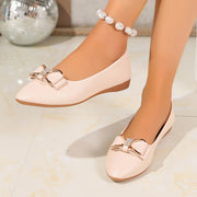 Women's Rhinestone Bow Flats Slip-On Round Toe Lightweight Casual Shoes