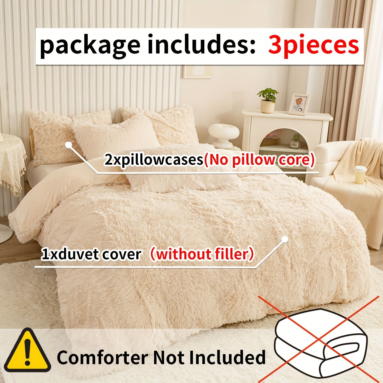 Set of 3 Pink Polyester Bedding Pieces for All Seasons Bedroom Decor