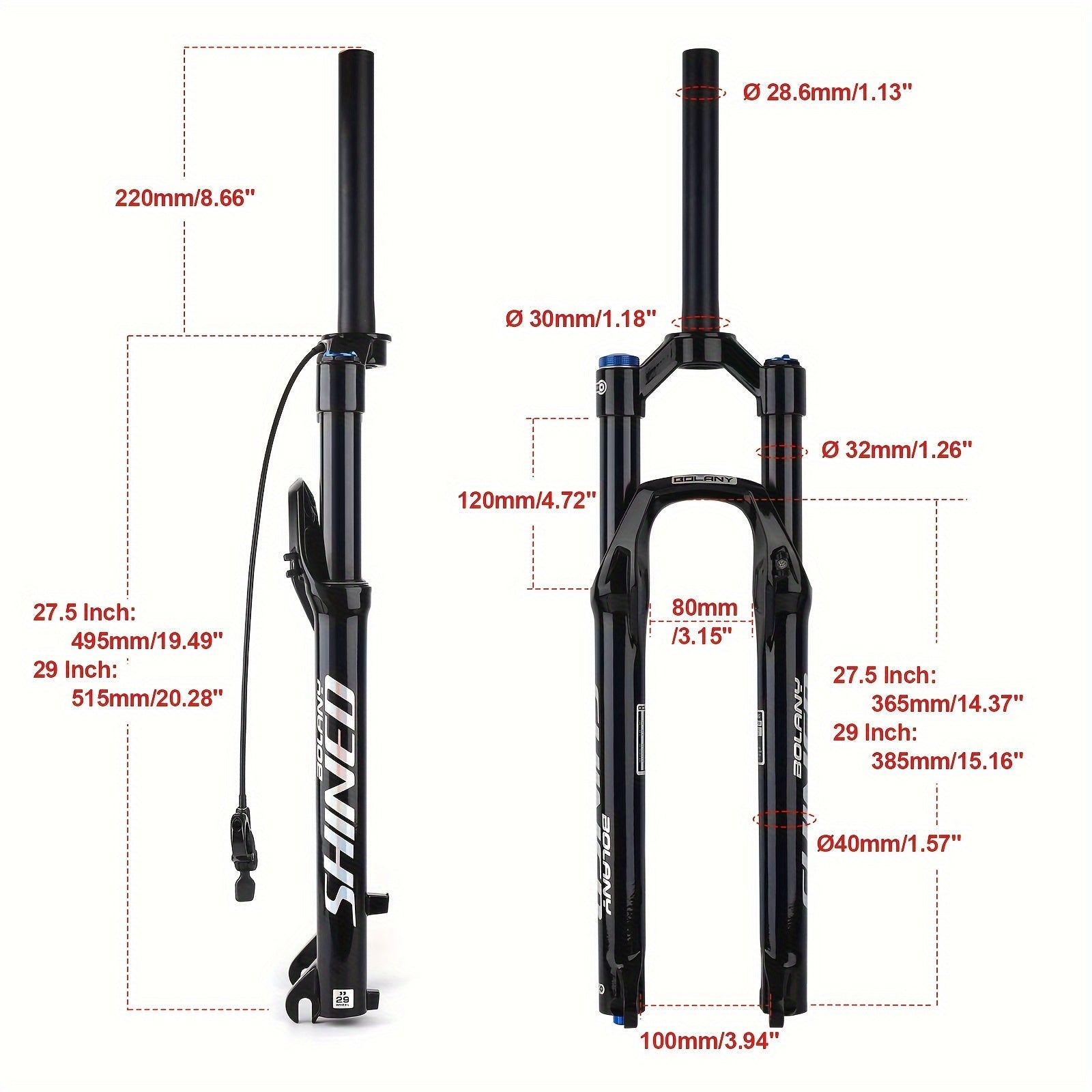 Mountain Bike Air Suspension Fork 120mm Travel Aluminum Alloy Black Universal Fit