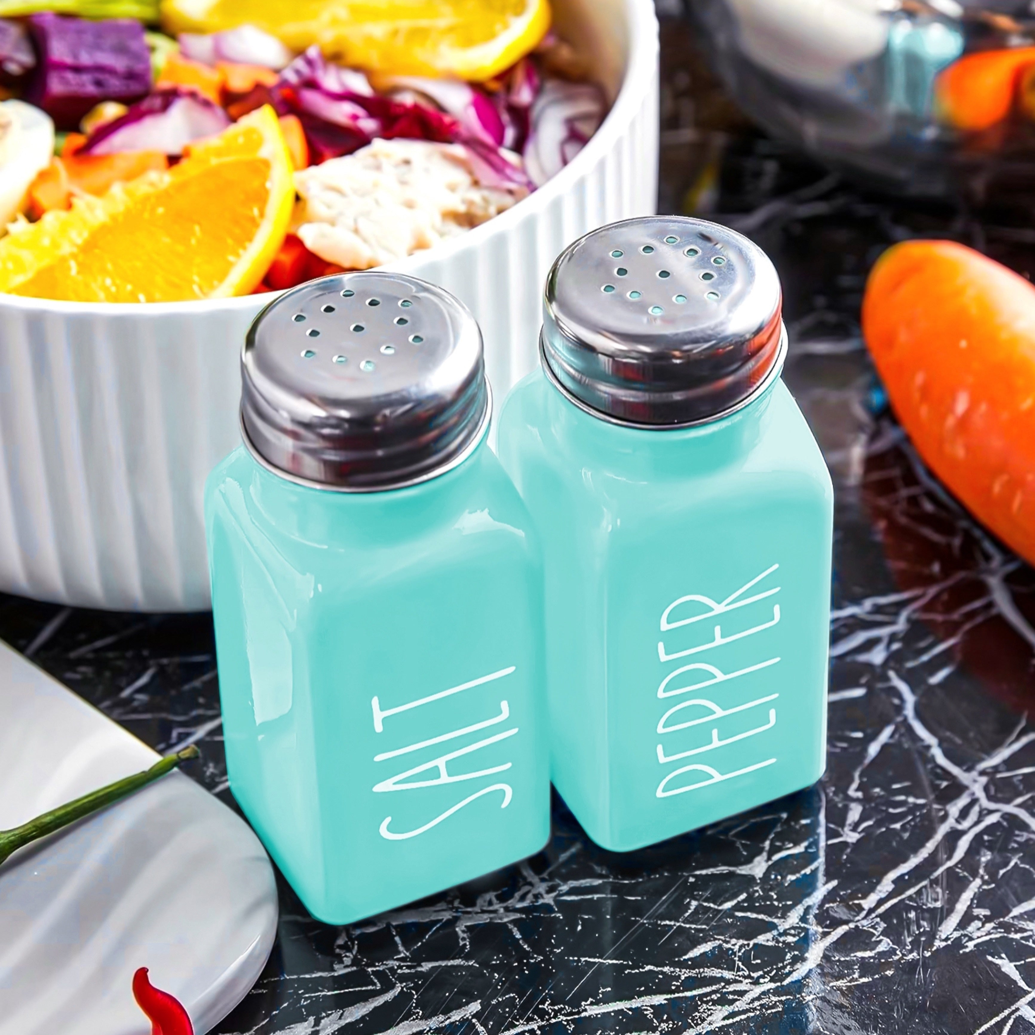 Ceramic Salt and Pepper Shakers Set for Kitchen and Outdoor Use