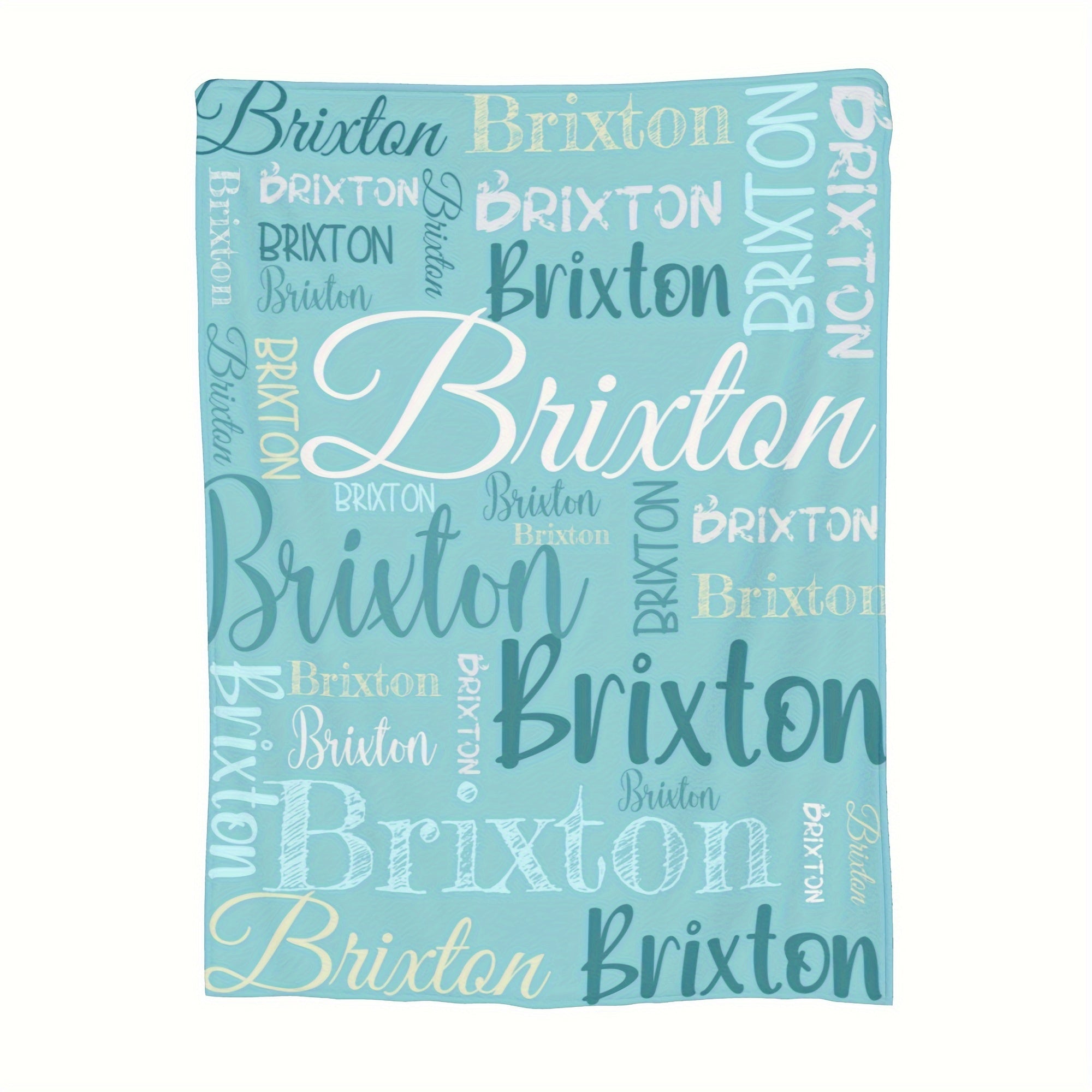 Personalized Soft Polyester Throw Blanket with Custom Name for Couch Bed Travel