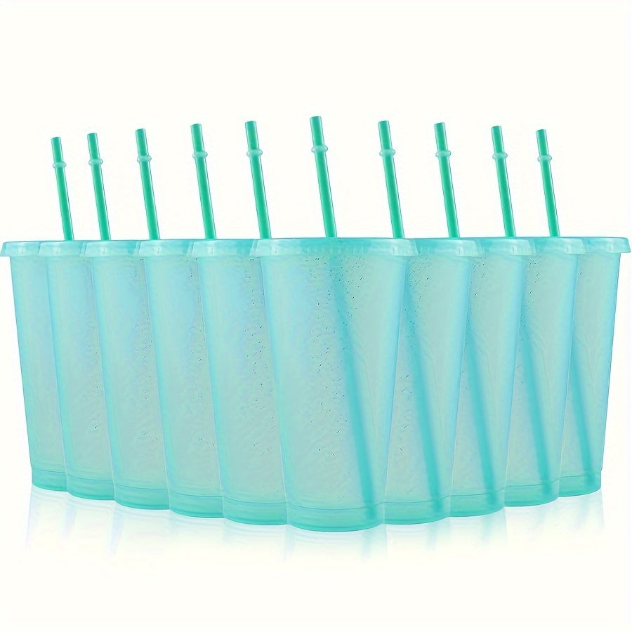 10 штук многоразовых стаканов объемом 24oz с крышками и трубочками, без BPA, для вечеринок и собраний