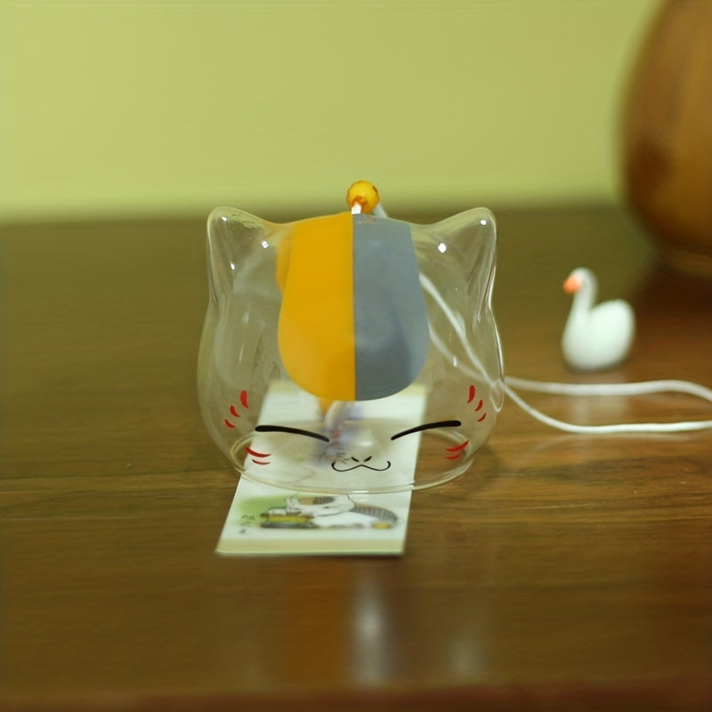 Glass Wind Chime with Animal Print and Cherry Blossom Design for Home Decor