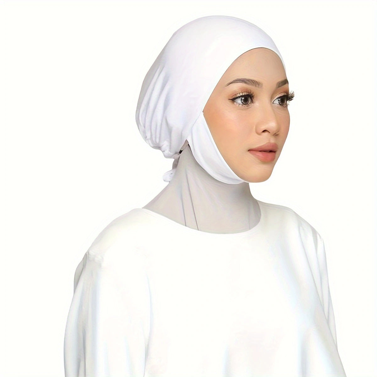 Women's Adjustable Instant Hijab Scarf Solid Color Polyester with Undercap for Eid and Casual Wear