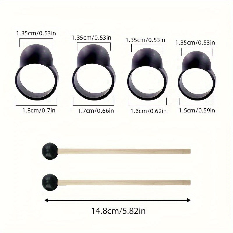 Ethereal baraban aksessuarlar to'plami 6 dyuymli baraban, 1 juft Burch daraxti baraban paloshlari, 4 barmoq qopqog'i, Lotus po'lat til baraban malletlari va yumshoq kauchuk boshli baraban paloshlari o'z ichiga oladi.