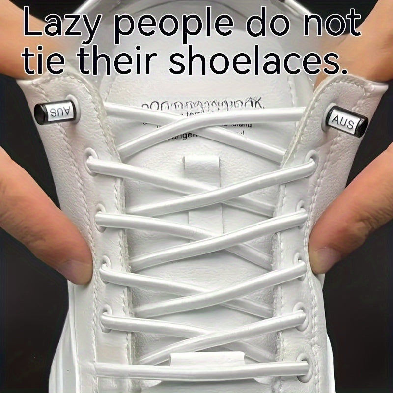 Unisex Elastic No-Tie Shoelaces with Metal Buckles for Sports and Outdoor Activities