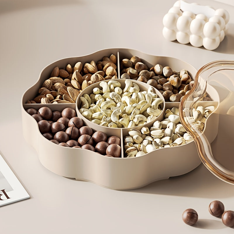 Plastic Snack and Nut Storage Tray with Divider for Fruit Candy and Snacks