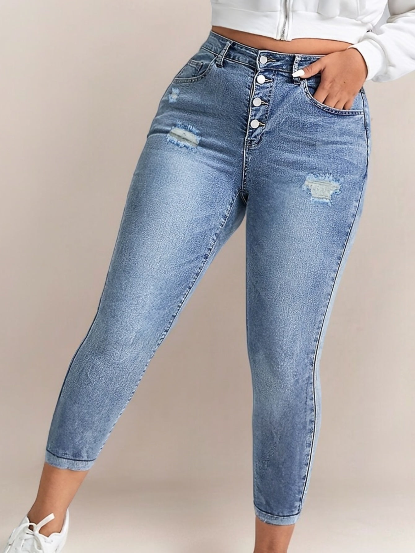 Ayollar uchun stretch slim fit jinsilar, qora, 26 o'lcham