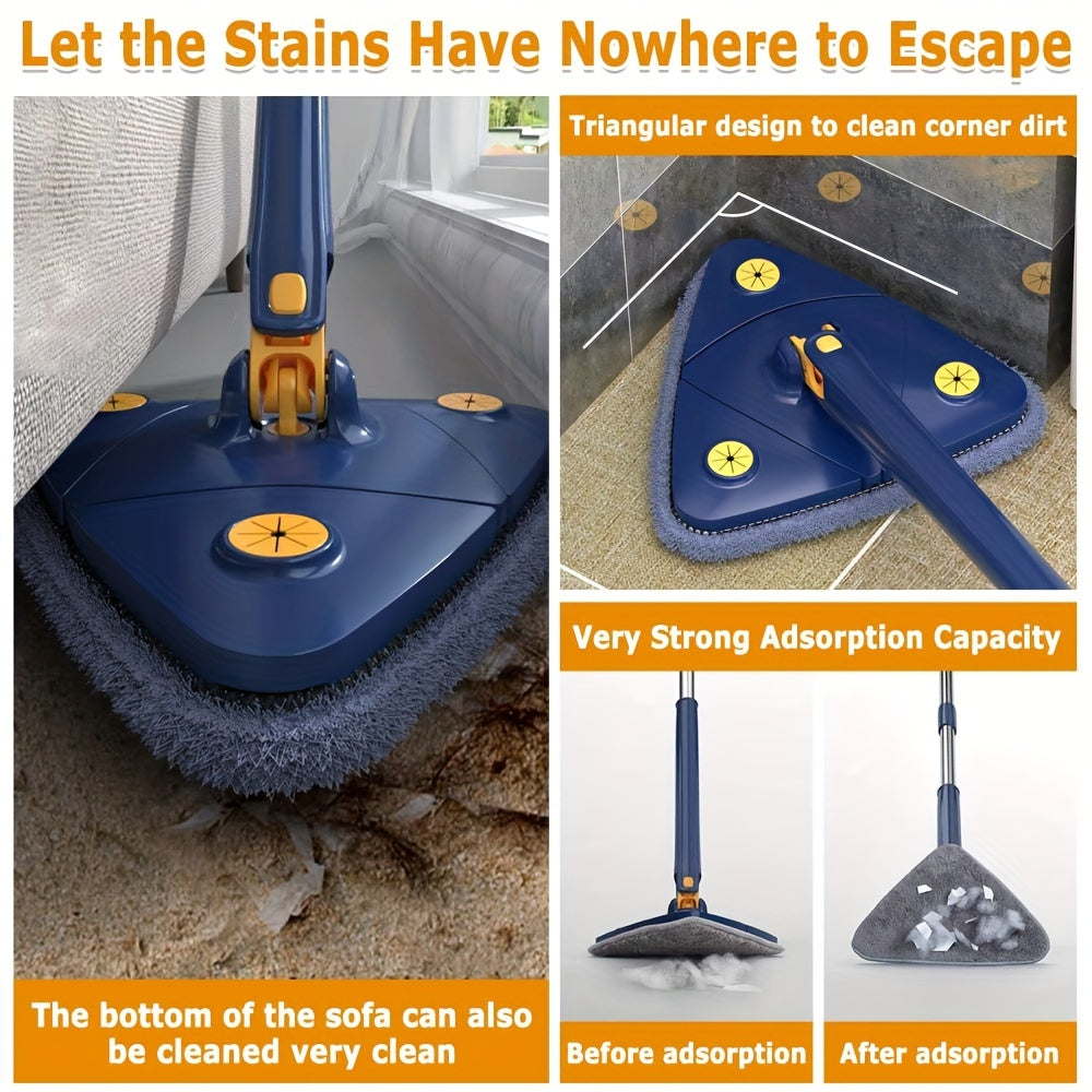 Треугольная вращающаяся швабра для уборки на 360° с длинной ручкой для влажной и сухой уборки пола и стен