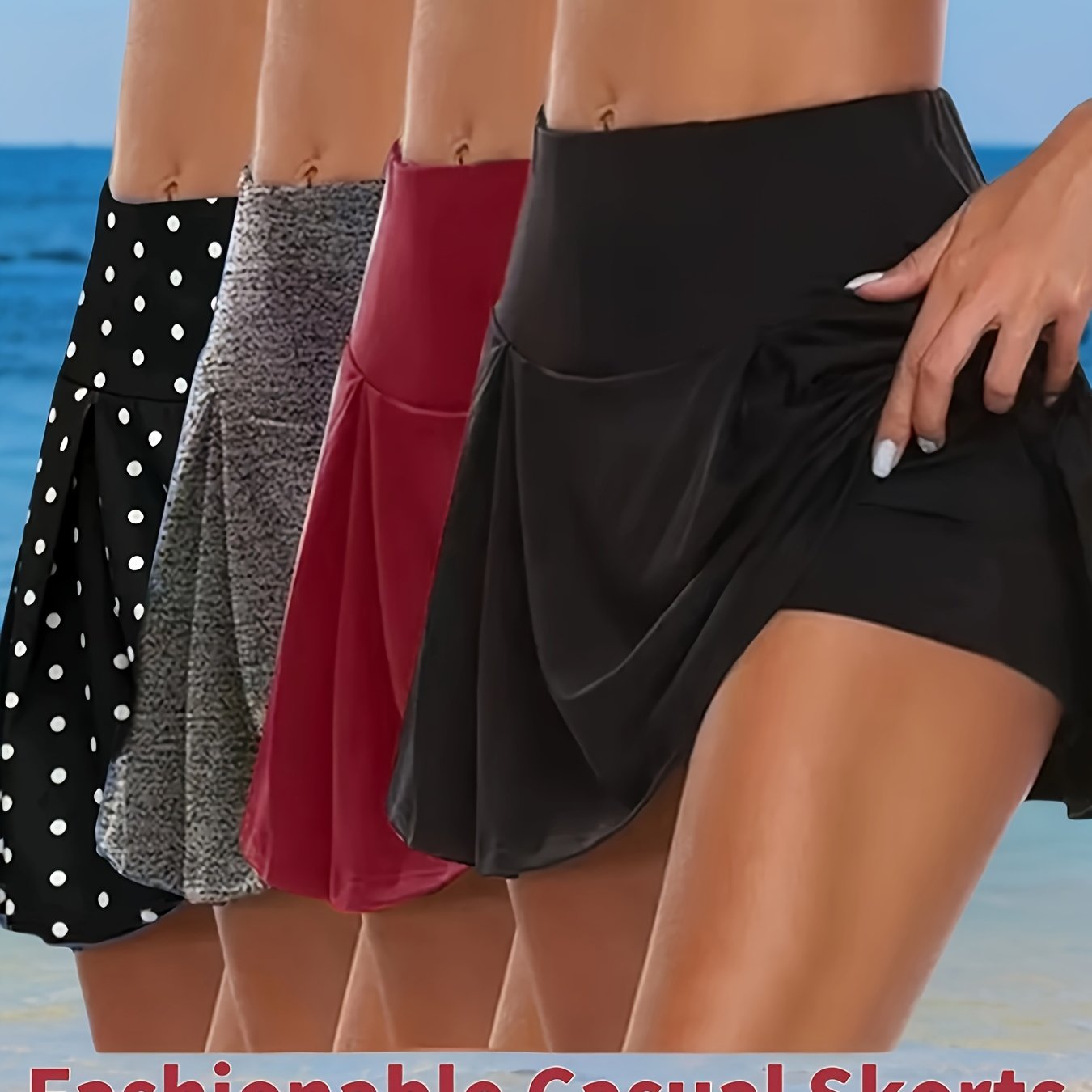 Conjunto de pantalones cortos y falda de verano para mujer talla grande, transpirable y con elasticidad