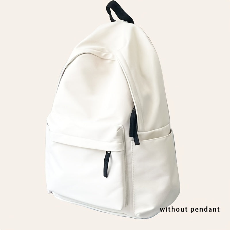 Women's Nylon Backpack with Adjustable Straps Solid Color Large Capacity Casual Bookbag