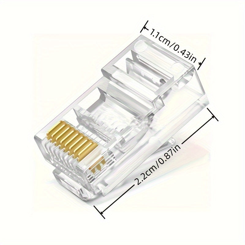 50 Pack RJ45 Connectors for Cat5 Cat5E Ethernet Cables 8P8C Modular Plug