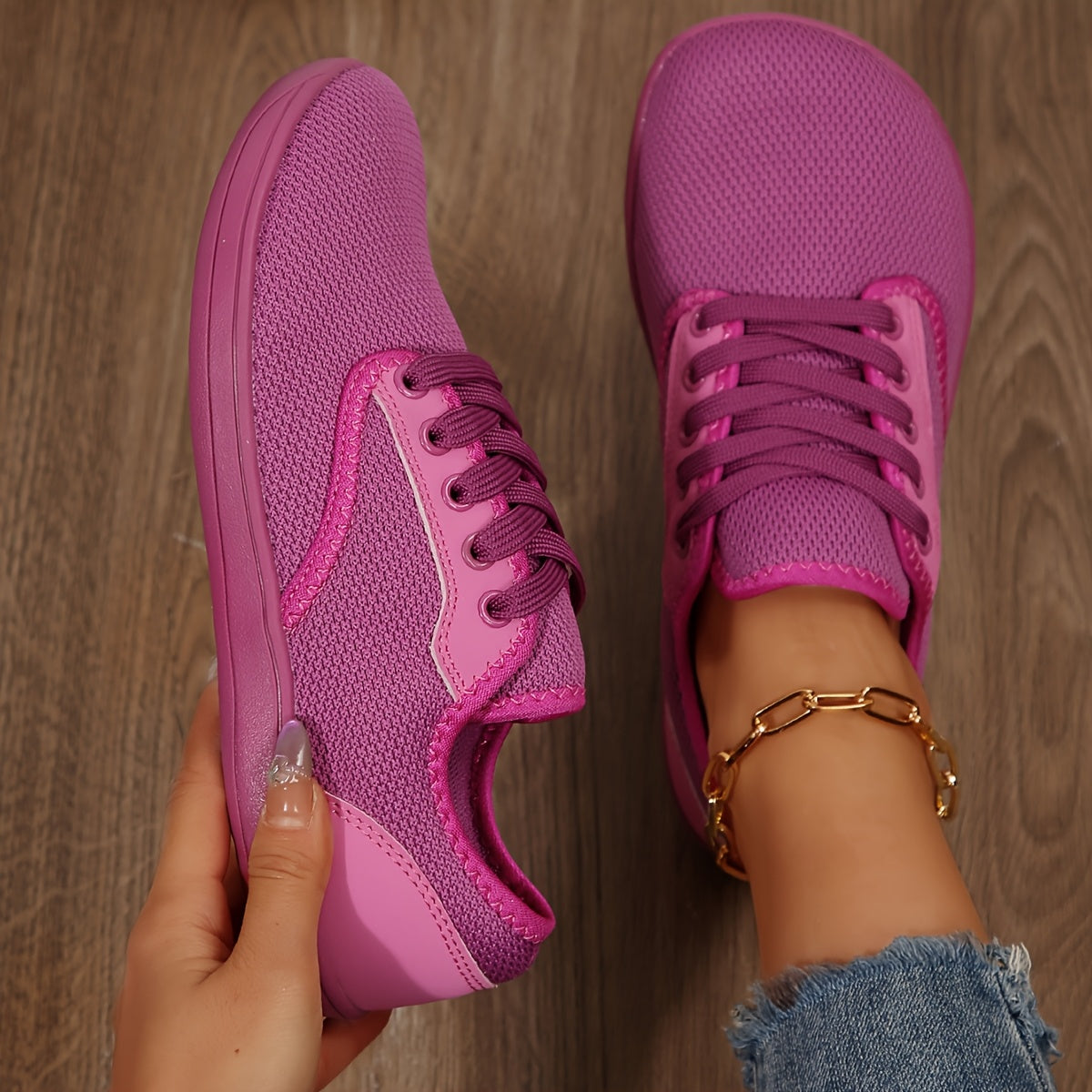 Ladies Wide-Head Casual Mesh Walking Shoes Non-Slip Rubber Sole