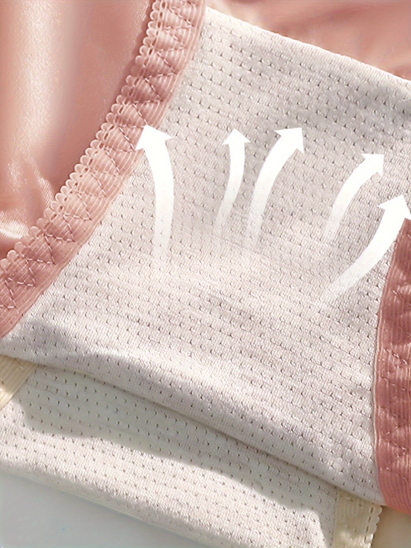 Women's Satin Briefs Set 3 Pack Lace Trim Breathable Polyamide Elastane