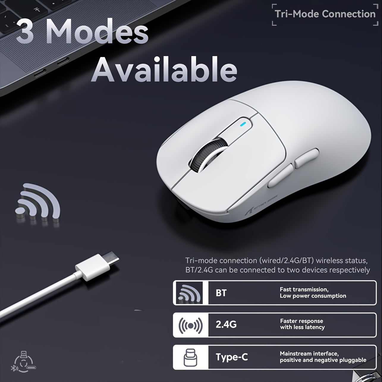 Superlight Gaming Mouse 49g Wireless Wired 26000 DPI White