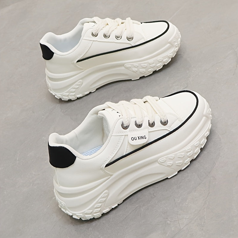 Women's Casual Sneakers Lace-Up All-Season White Black Low Top