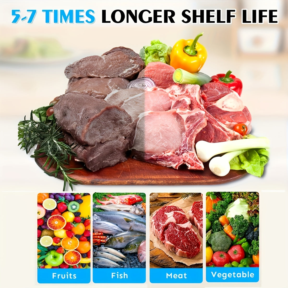 6pcs Single Sided Grain Vacuum Bags PE+PA Material for Food Storage in Kitchen and Household