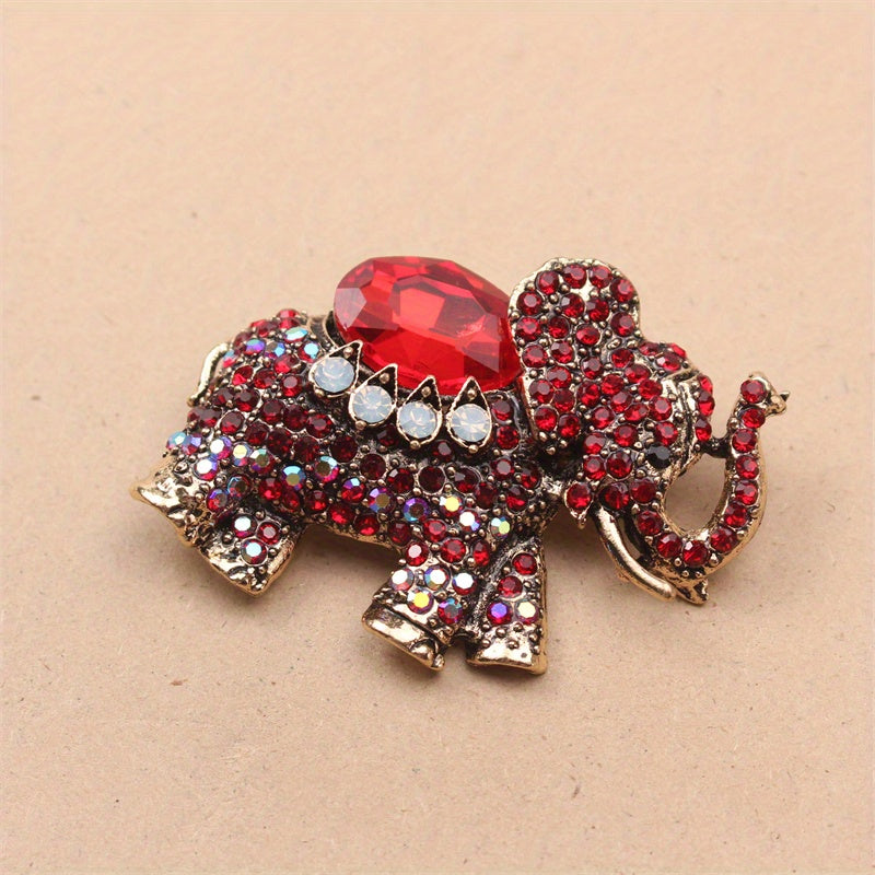 Elephant Brooch Rhinestones Enamel Crystal Jewelry for Women Gift